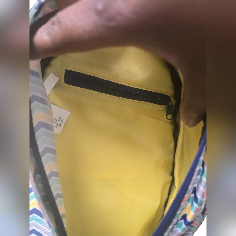 KAVU Rope Bag Sling Pack Chevron Geometric Blue Yellow Orange
